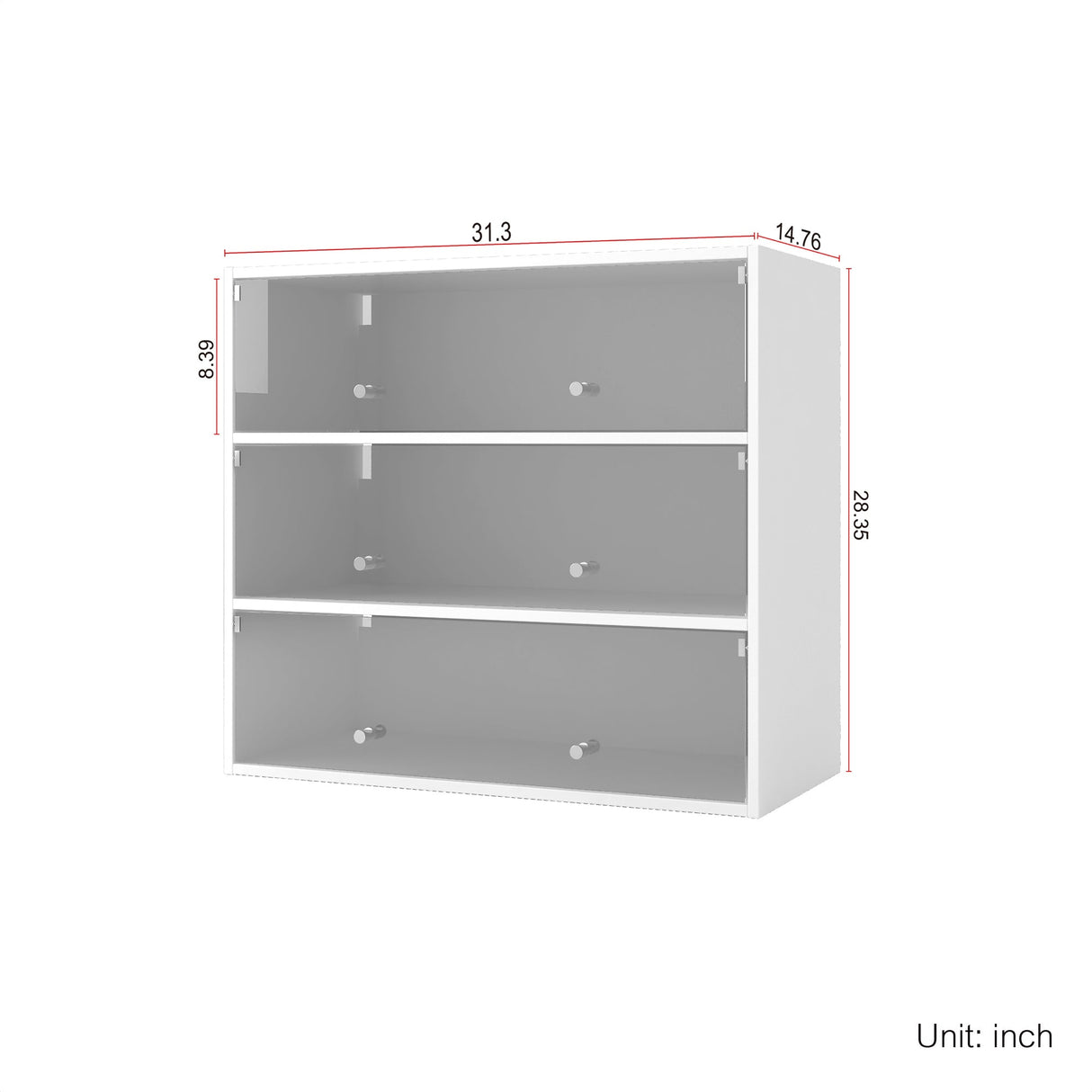 White Glass Door Shoe Storage Cabinet with RGB LED Light