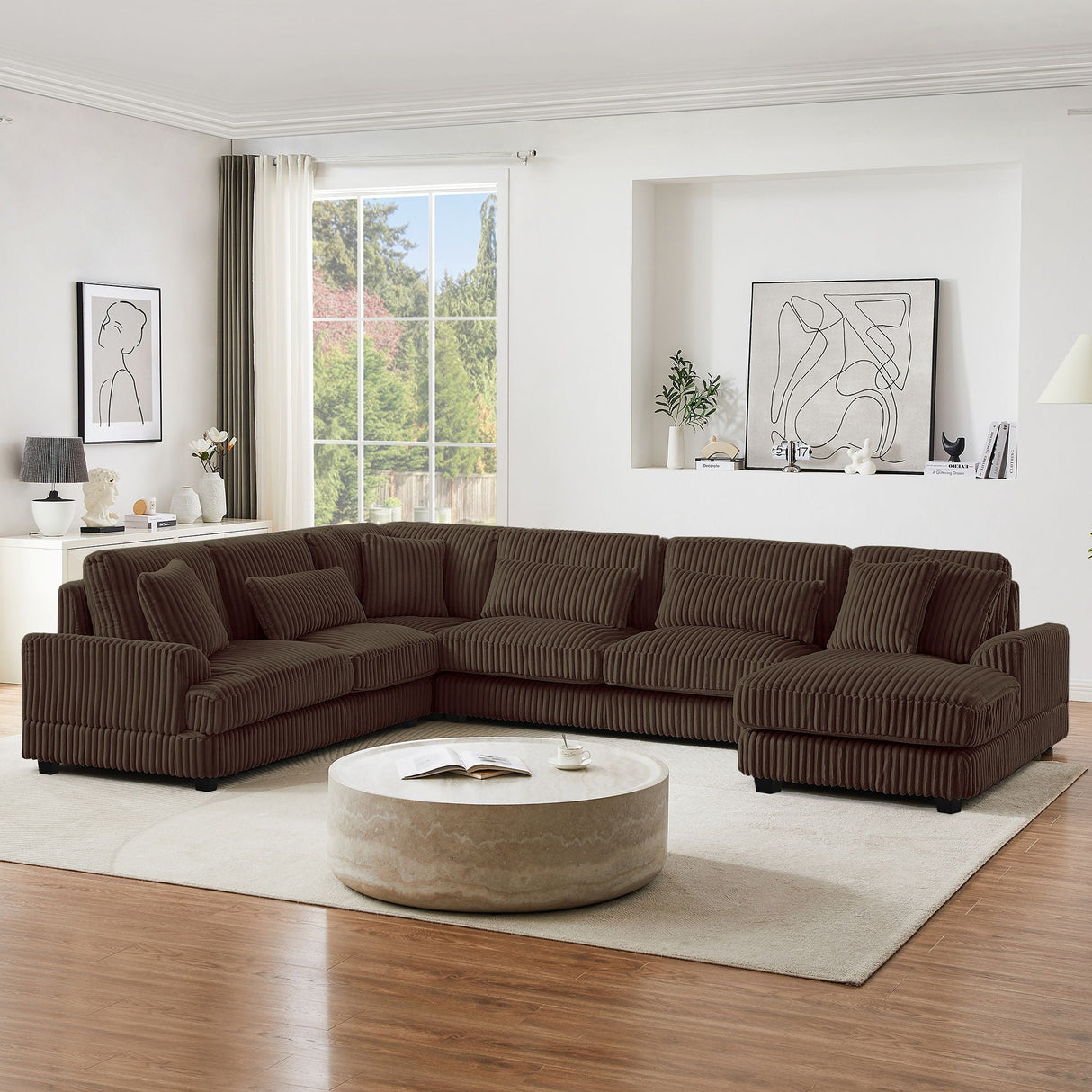Oversized Sectional Sofa U - Shaped Sofa Couch Modern Sofa Upholstered In Soft With A Chaise Lounge For Living Room