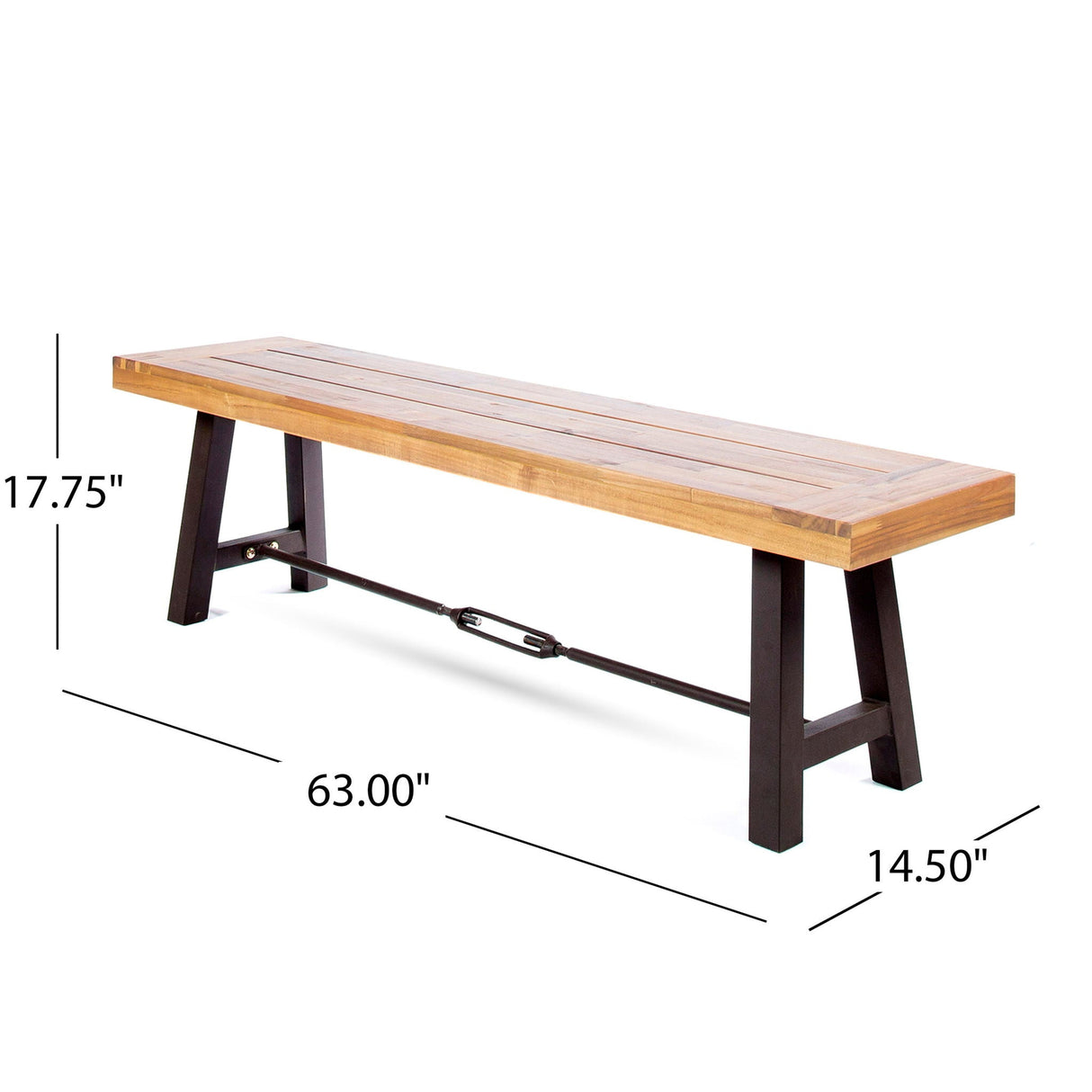 Outdoor Dining Bench Patio Backless Bench Teak Black