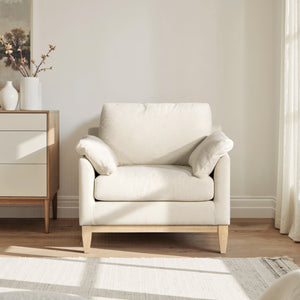 Pasadena 36" Wide Modern Farmhouse Accent Arm Chair Flax