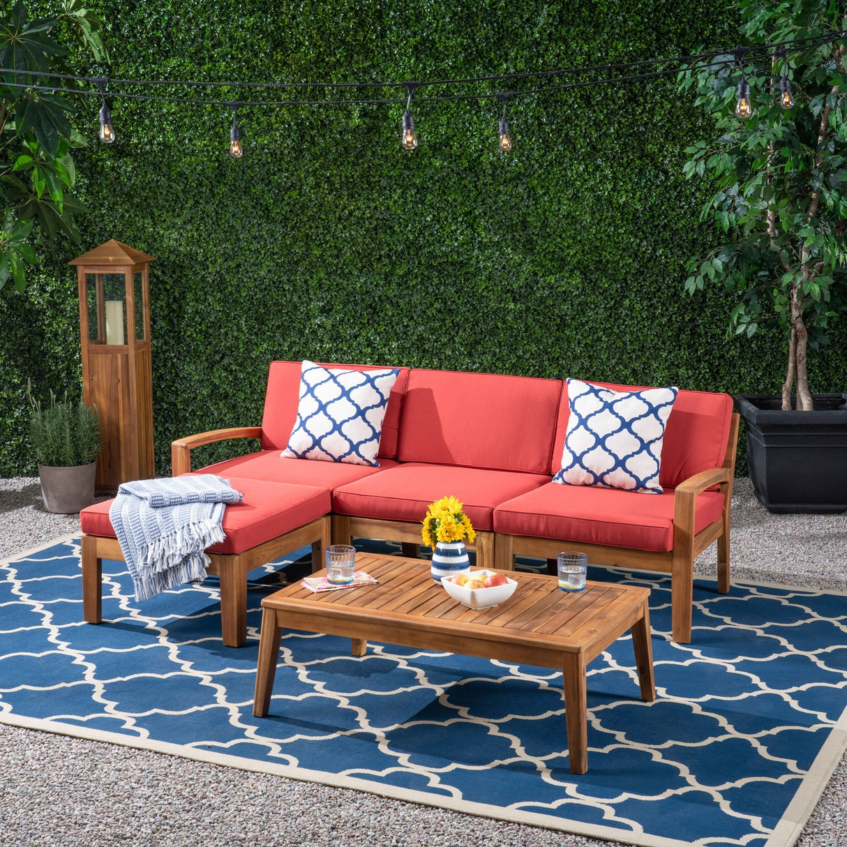 Grenada L Shape Red 2-Piece Outdoor Set