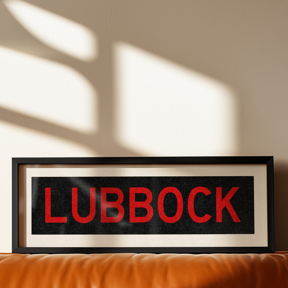 Framed Lubbock Red and Black Bus Scroll