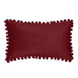 12''x20'' Velvet Pom-Pom lumbar support Throw Pillow | 7 Colors – Soft & Playful Ball Trim Design | Chic Lumbar & Accent Pillow | Insert Included