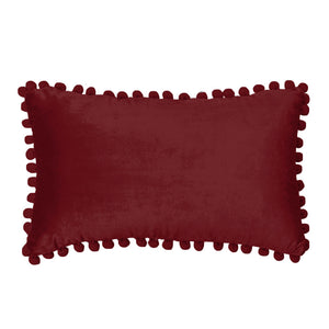 12x20 Velvet Pom-Pom Lumbar Support Throw Pillow