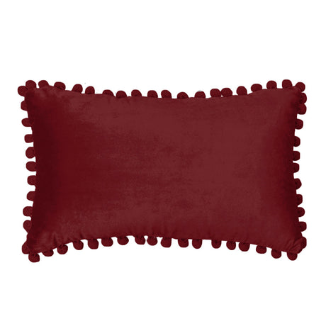 12''x20'' Velvet Pom-Pom lumbar support Throw Pillow | 7 Colors – Soft & Playful Ball Trim Design | Chic Lumbar & Accent Pillow | Insert Included