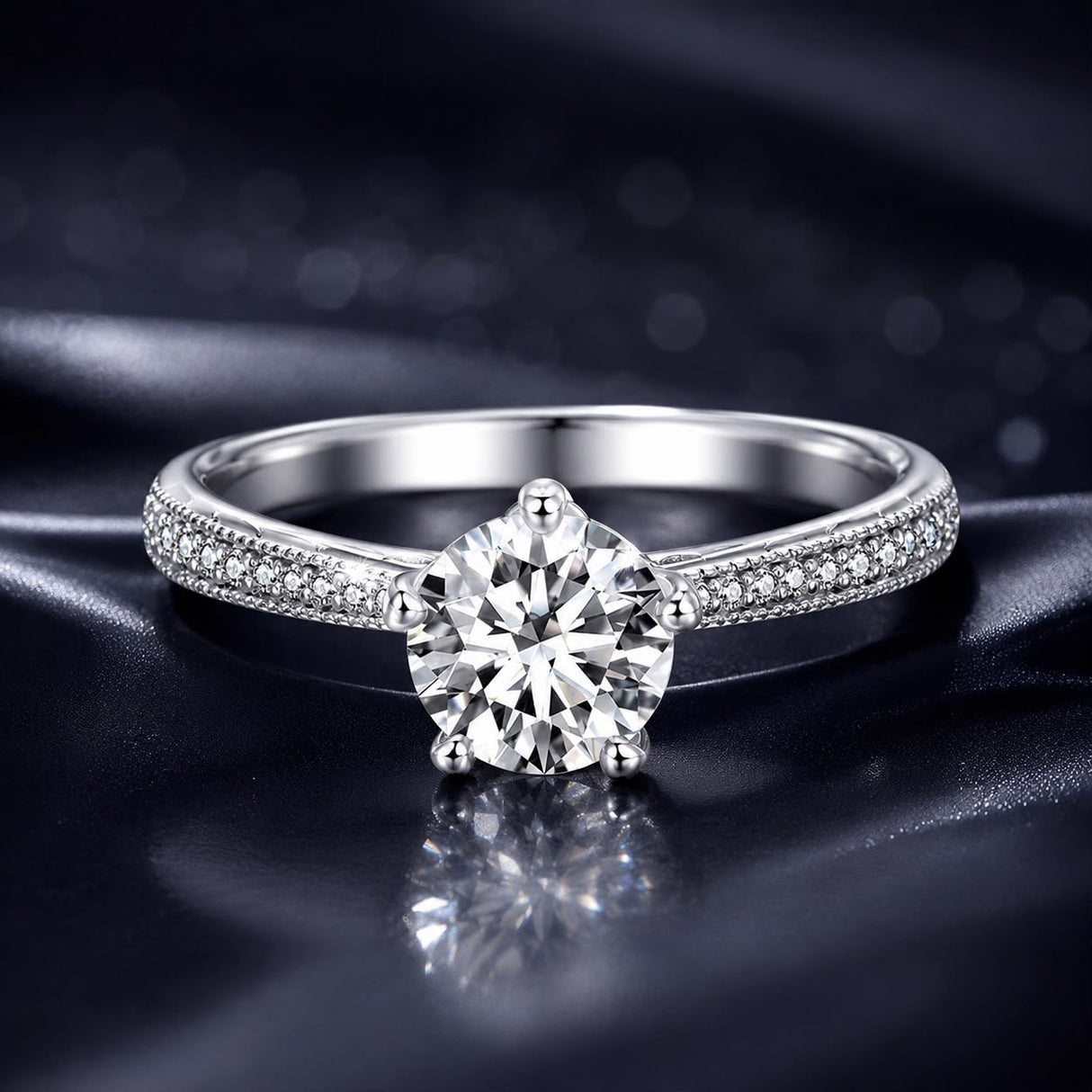 925 Sterling Silver Moissanite 0.8ct Ring Size 6 for Women