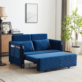 Convertible Velvet Loveseat Sleeper with Arm Storage and Adjustable Back