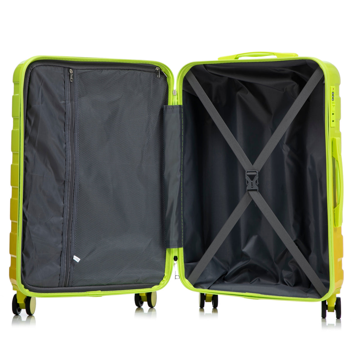 PC Spinner Wheel Luggage Set with 360° Wheels - Green + Yellow