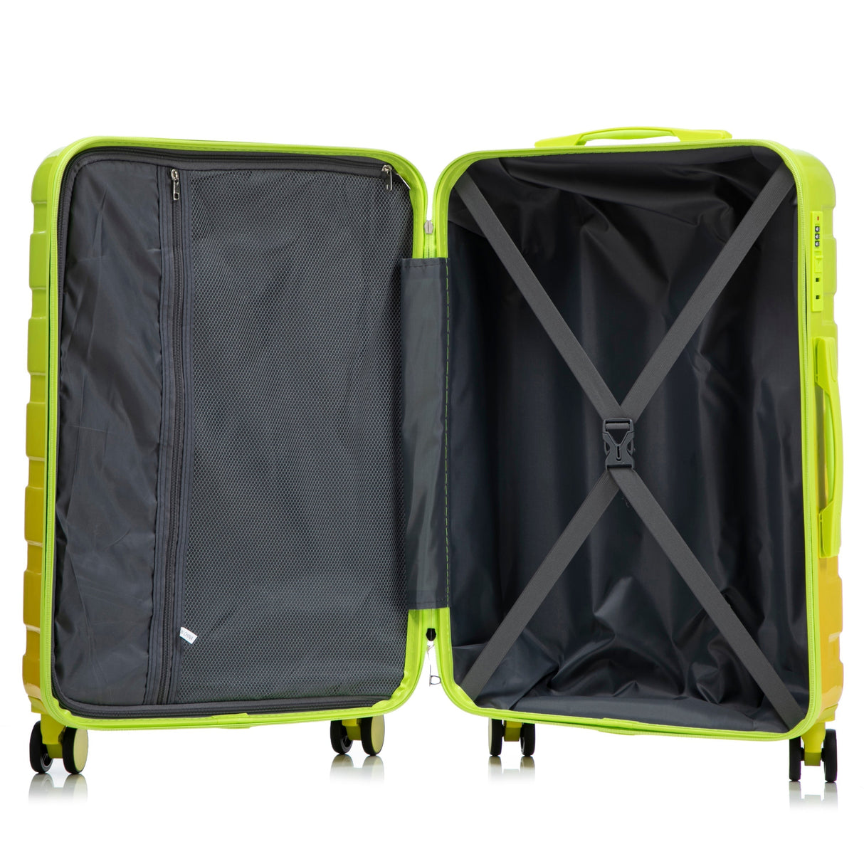 20'/24'/28' 3-Piece PC Spinner Wheel Luggage Set (Yellow+Green)