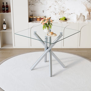 Modern Electroplated Metal Leg Bar Table with Tempered Glass Top