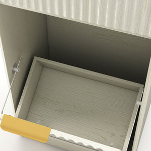 Tilt Out Trash Can Cabinet With Wave Textured Drawer & Pull Out Bin