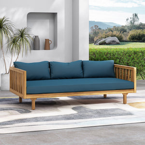 Claremont 3 Seater Daybed Teak Acacia Wood Water Resistant Cushions