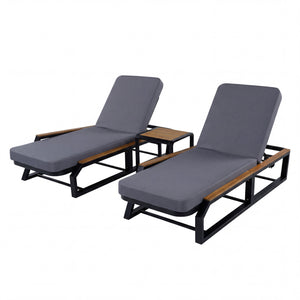 5-Piece Outdoor Chaise Lounge Set, 2 Adjustable Recliners