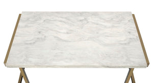 Boice II - Faux Marble Top Sofa Table - White / Champagne