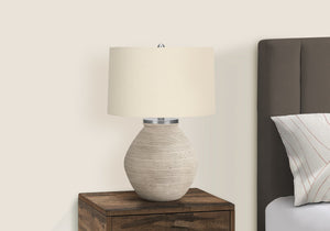 Lighting, 25'h, Table Lamp, Cream Concrete, Beige Shade, Contemporary
