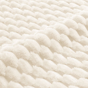 Flannelette Fabric Ottoman - White
