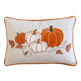 Embroidered Pumpkin Lumbar Throw Pillow – Fall Harvest Accent Cushion