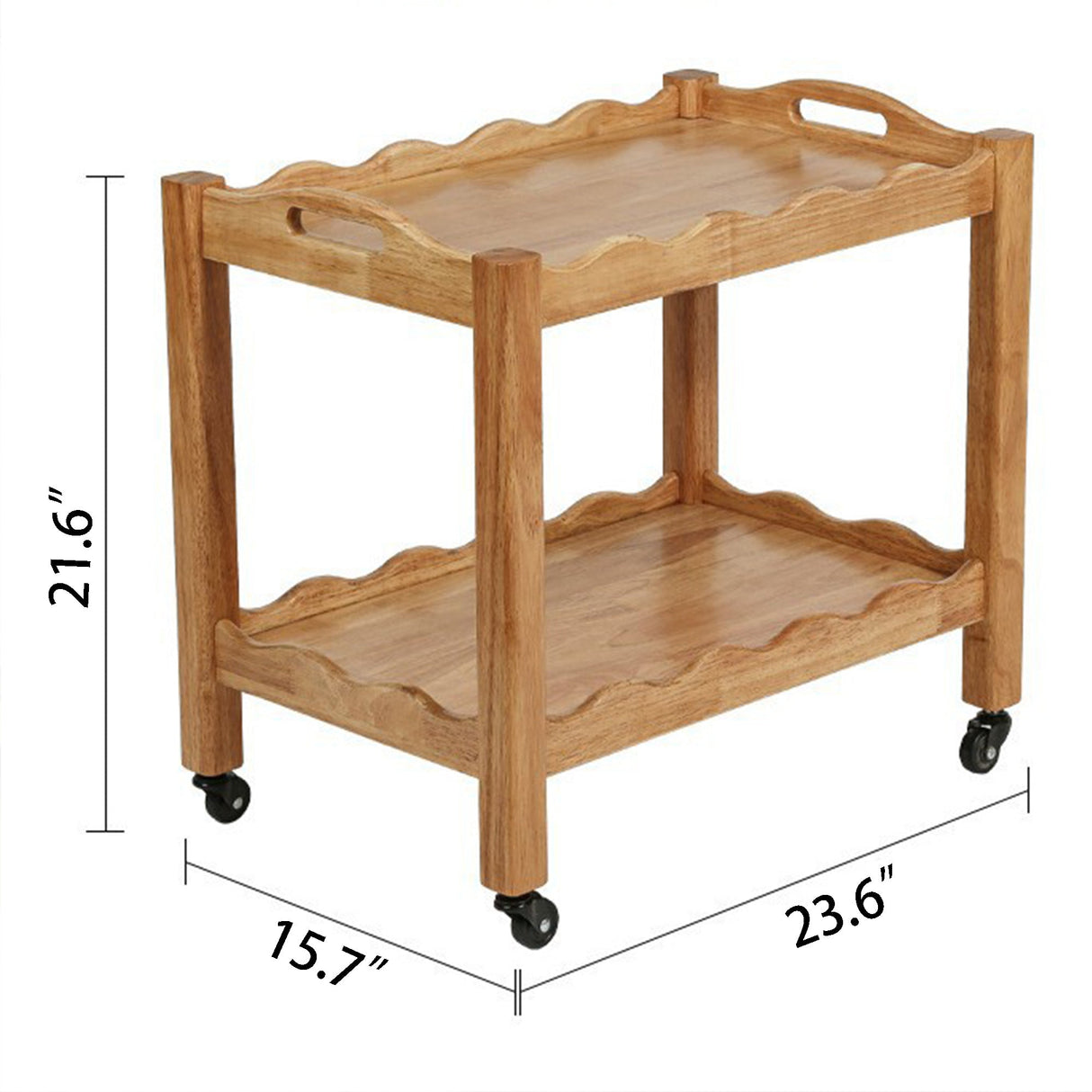 Solid Rubberwood Rolling Side Table