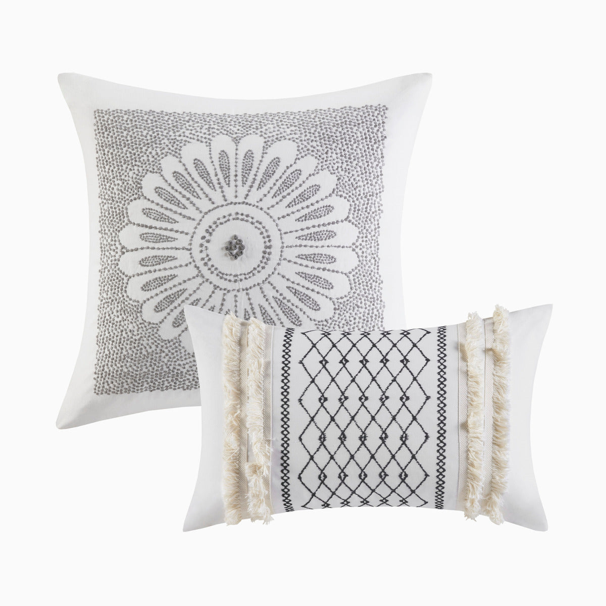 Full/Queen Cotton Printed Duvet Cover Set with Chenille