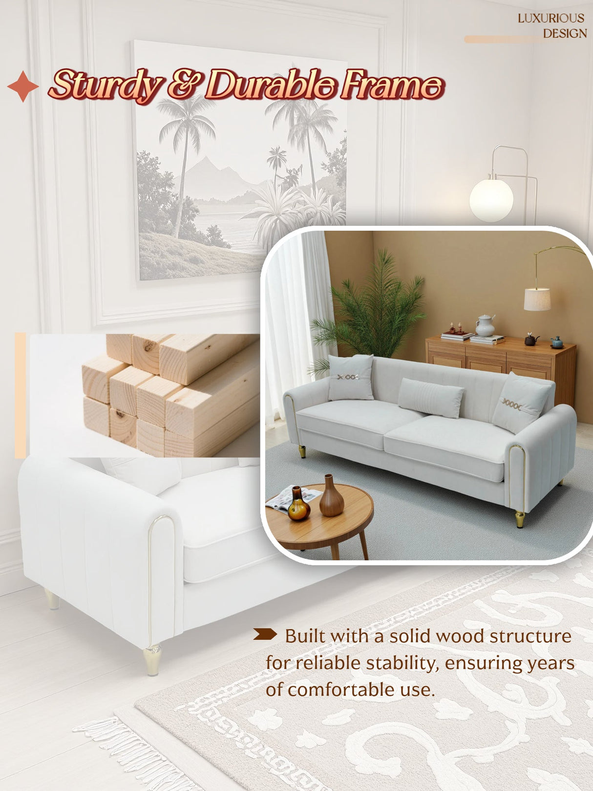FX-P11-CW 3-Seater Sofa for Living Room