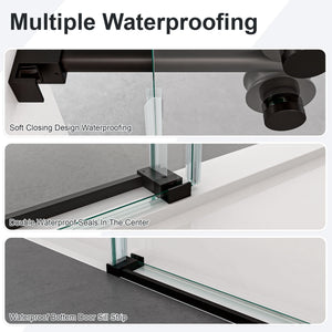 Frameless Single Sliding Shower Door With Clear Tempered Glass