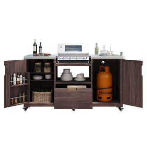 K&K 66.5' Outdoor Kitchen Island for Big Green Egg Grills