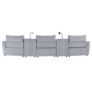 Fullar - Modular Power Motion Armless Recliner - Light Gary Chenille