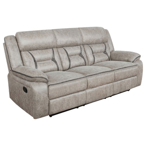 Greer Upholstered Motion Reclining Sofa Taupe