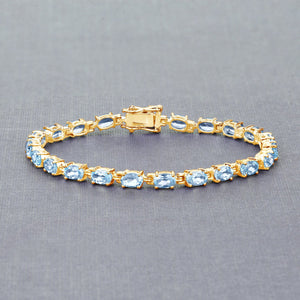 11.22 Carat Genuine Blue Topaz .925 Sterling Silver Bracelet
