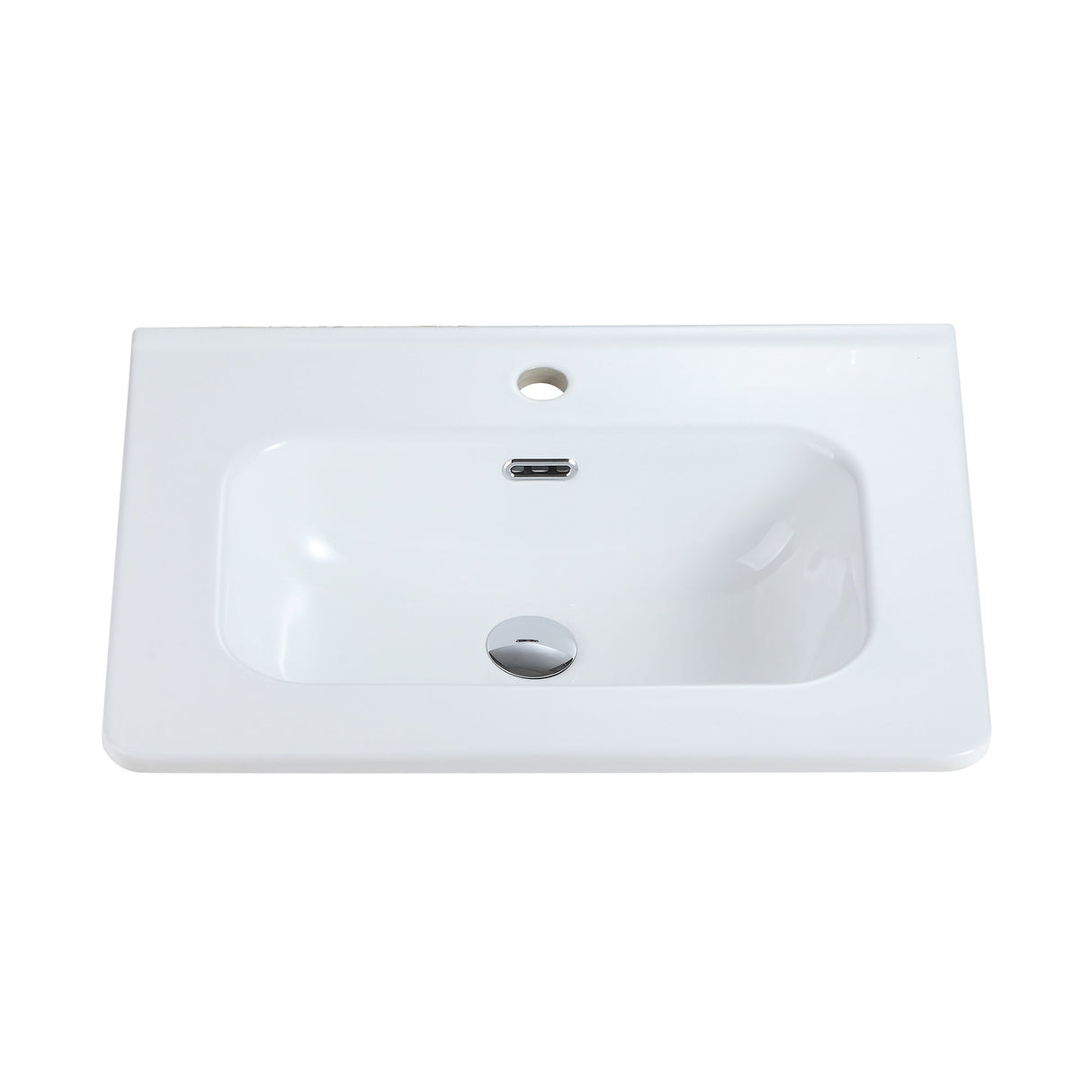 Glossy White Ceramic Integrated Sink