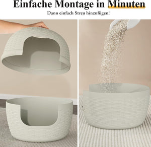 Stylish Cat Litter Box Enclosure with Faux Plant