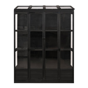 TOPMAX 78-inch Wooden Walk-in Greenhouse with Skylights and Folding Shelves