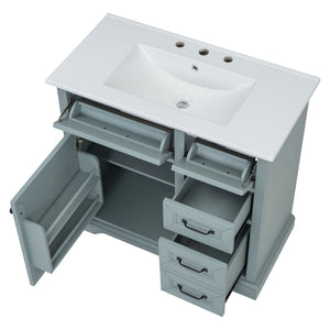 36" Bathroom Vanity With Sink, 2 Tip Out Drawers, Soft Close Hinges