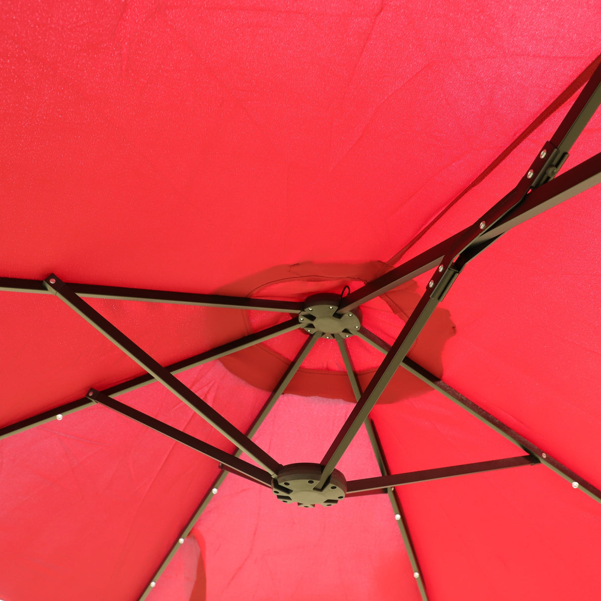 15x9ft Large Double-Sided Rectangular Outdoor Patio Umbrella with Light and Base - Red