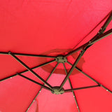 15x9ft Large Double-Sided Rectangular Outdoor Patio Umbrella with Light and Base - Red
