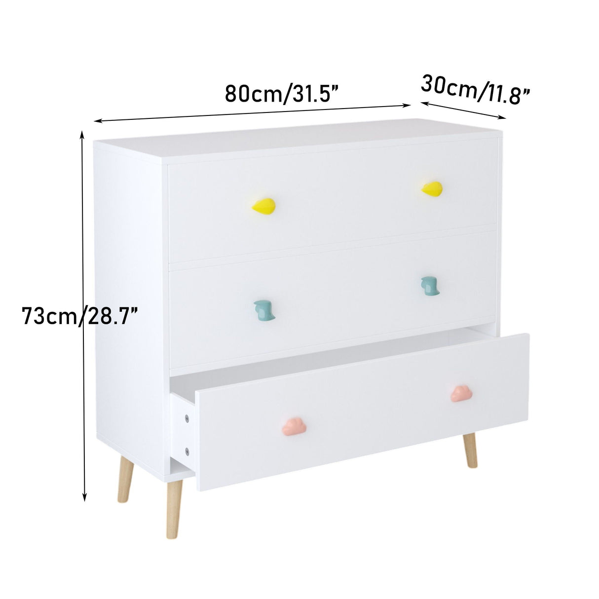 3 Drawer Dresser Storage Cabinet