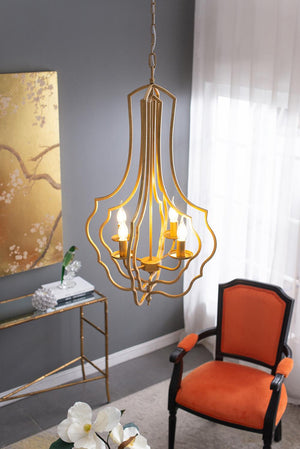 Baroque Style 4-Light Iron Chandelier