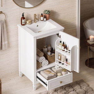 20" Bathroom Vanity with Ceramic Sink and Storage Cabinet