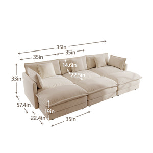 Comfortable Deep Seat Reversible Modular 3 Seater Sectional Sofa