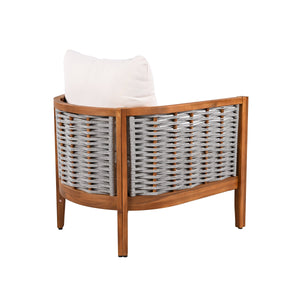 Outdoor Tub Design Armchair with Woven Rope and Acacia Wood