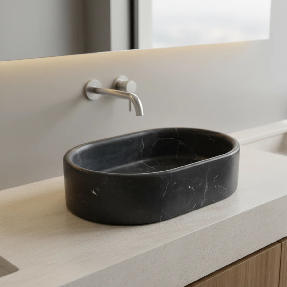 Bathroom Vessel Sink, Semi Polished Surface