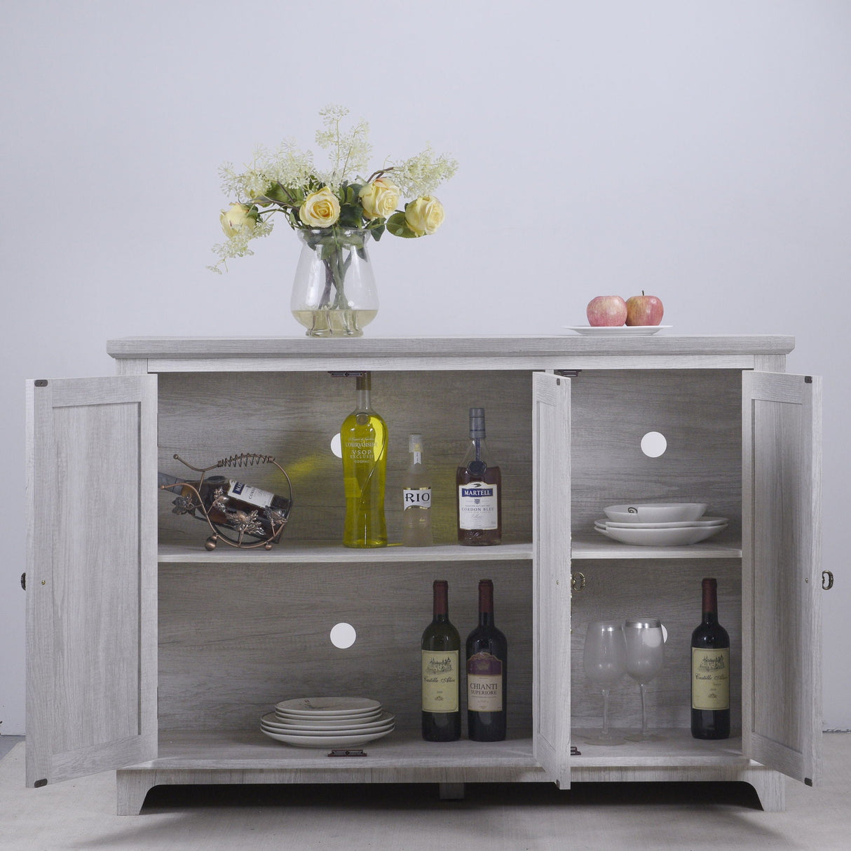 3 Door Mirrored Sideboard Cabinet With Adjustable Shelves