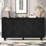 Storage Cabinet Sideboard Wooden Cabinet with Embossed Curved Doors