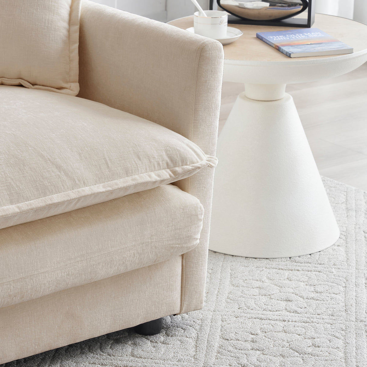 Modern Light Coffee Chenille Sofa Set of 3