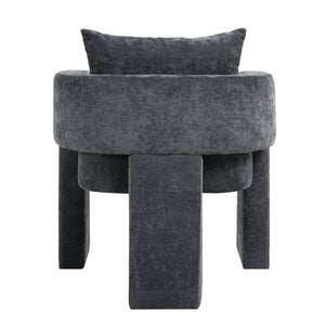Modern 3-Leg Chenille Accent Chair with Ergonomic Arms & Removable Pillow