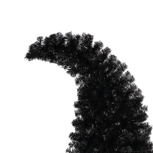 6Ft Curved Hat-Look Black Holiday Tree with Orange & Purple Lights