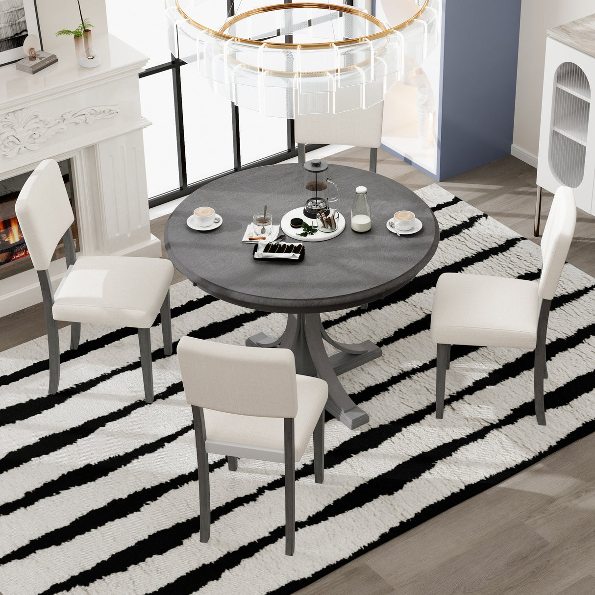 Isla Graceful Pedestal Dining Set for Four