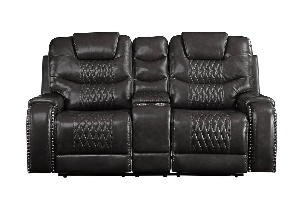 Braylon Recliner Loveseat With Cupholder Console - Brown