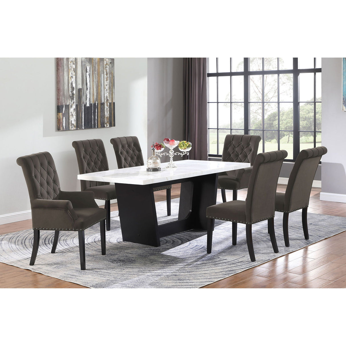 Side Chairs With Tufting Nailhead Trim (Set of 2) - Brown