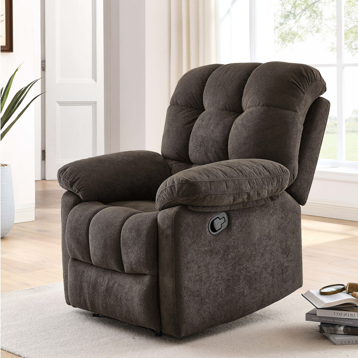 Devonaire Manual Recliner With Padded Arms - Dark Brown